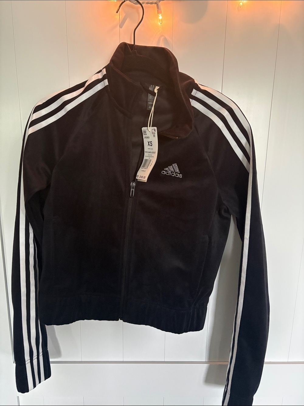 adidas Black Track Jacket with White Stripe Detailing
